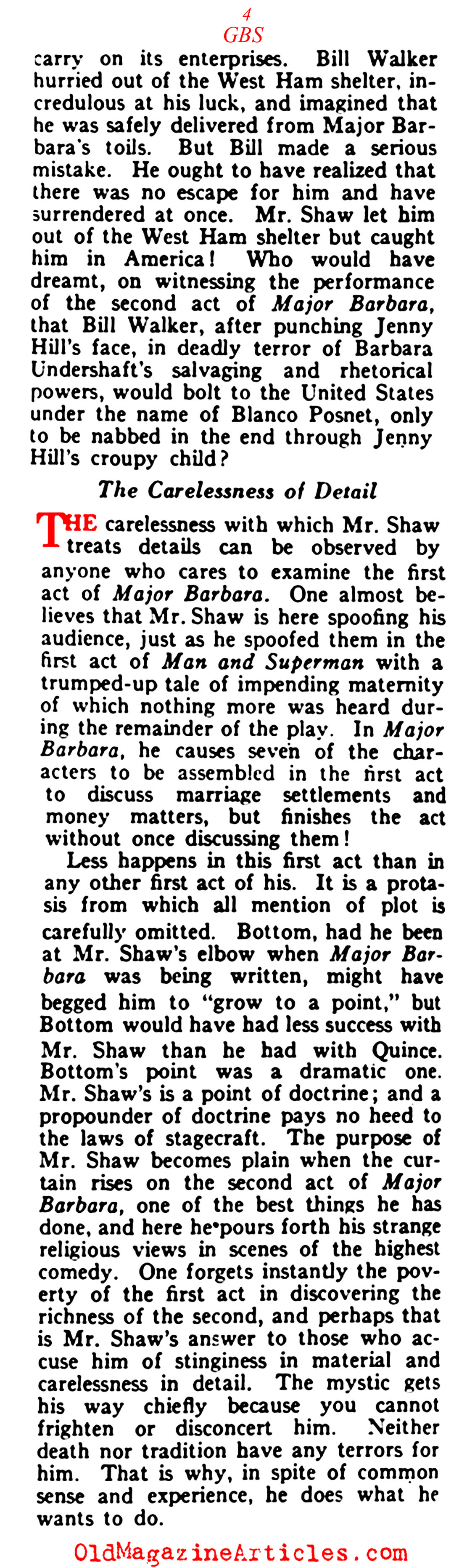 George Bernard Shaw and Literary Recycling (Vanity Fair, 1921)
